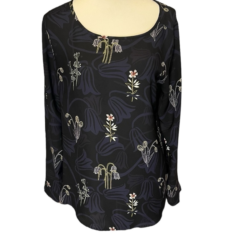 LOFT chiffon womens M long sleeve top - Picture 2 of 6